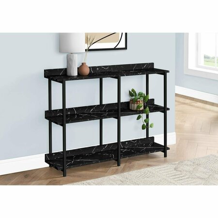 CLEAN CHOICE 48 in. Console Accent Table, Black - Marble & Black Metal CL2456401